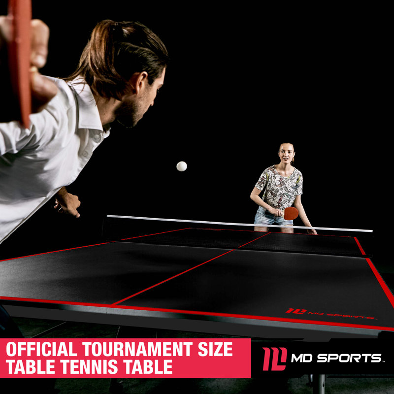 MD Sports Official Size 15mm 4 Piece Indoor Ping Pong Tennis Table Black